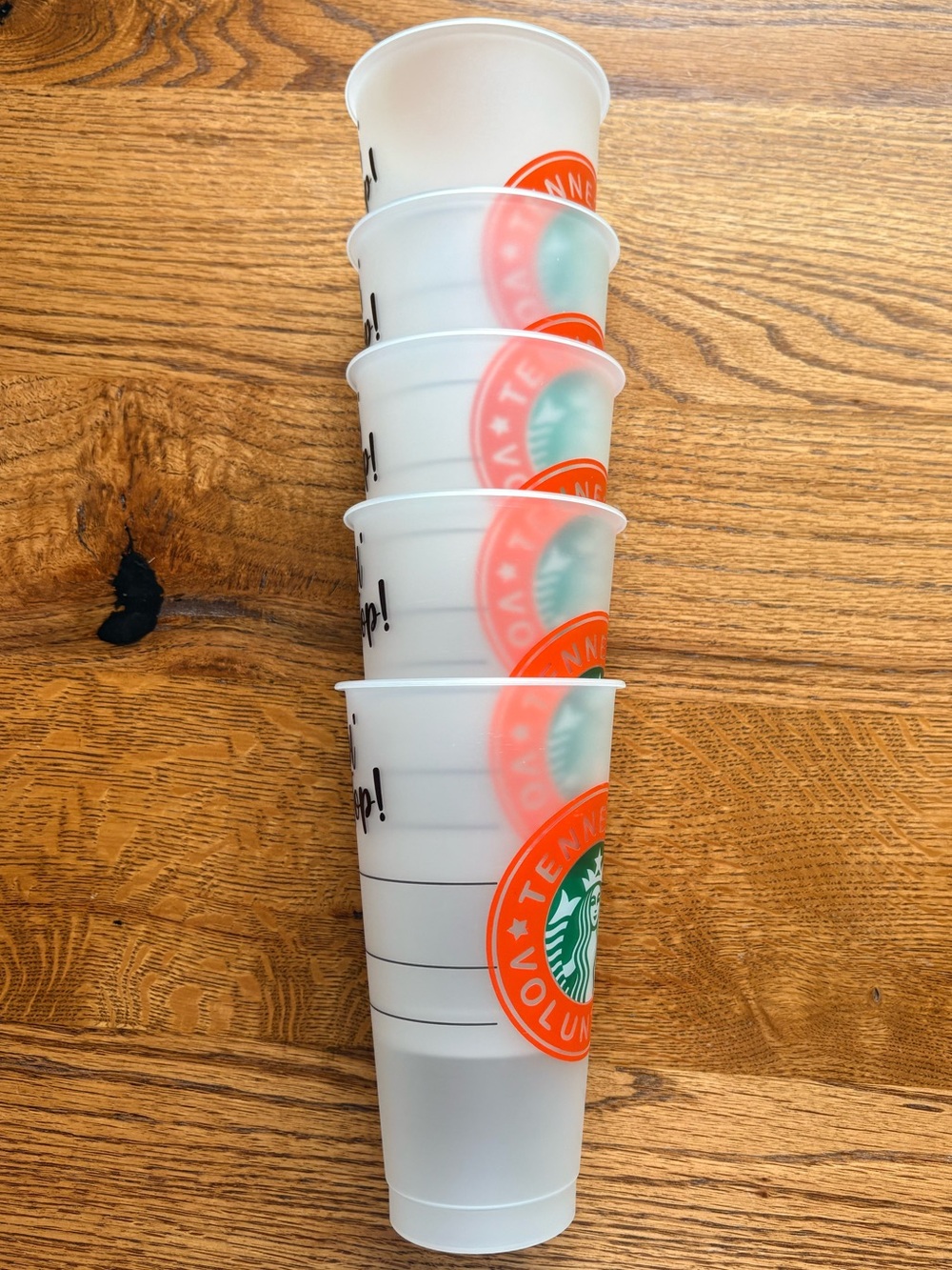 Starbucks set of 5 Tennessee Volunteers 24 oz frosted, plastic cold drink cups - Picture 5 of 16